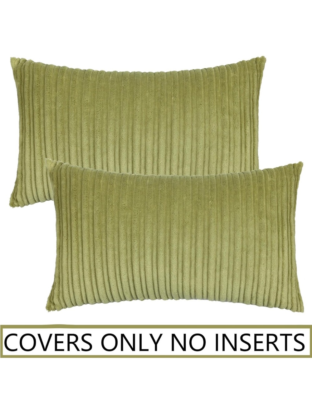 Pack of 2, Velvet Pillow Covers Striped, Soft Textured Throw Cushion Set 20x12 - Picture 5 of 6